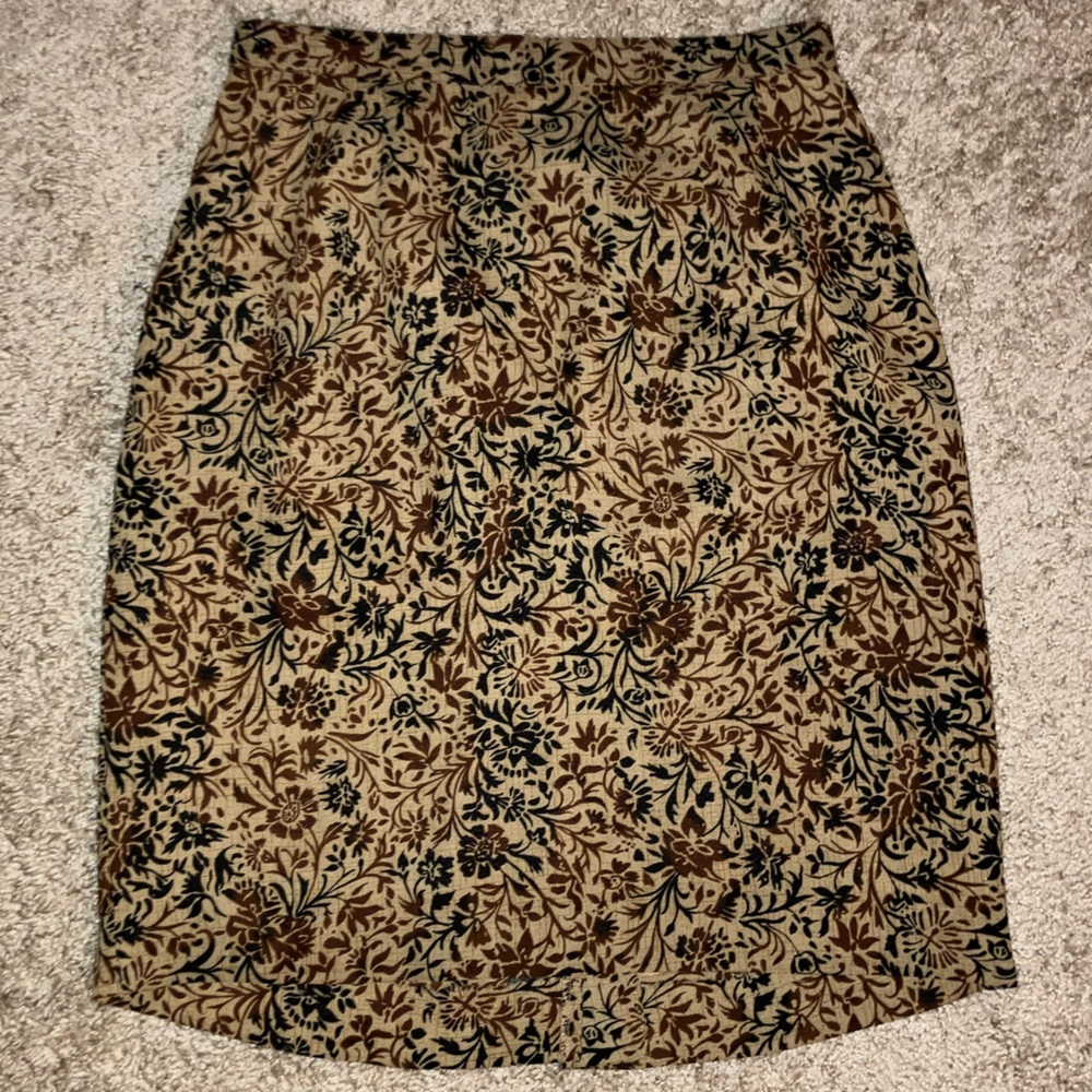 Source Unknown Tan and Black Mini Pencil Skirt Casual